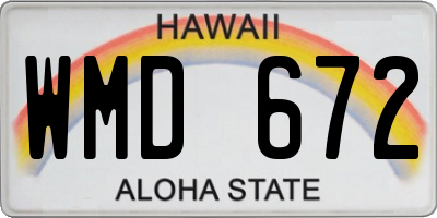 HI license plate WMD672