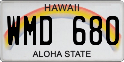 HI license plate WMD680