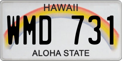 HI license plate WMD731