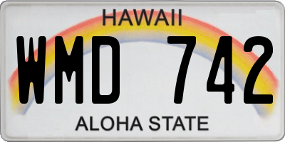 HI license plate WMD742