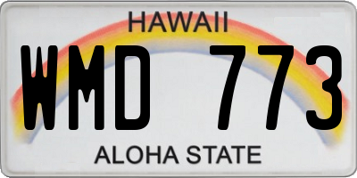 HI license plate WMD773