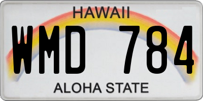 HI license plate WMD784