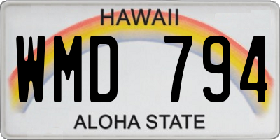 HI license plate WMD794