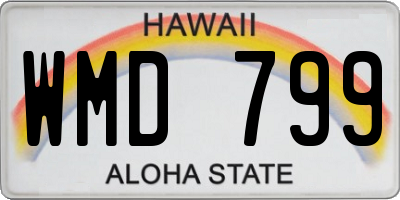 HI license plate WMD799