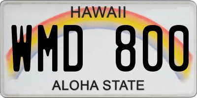 HI license plate WMD800