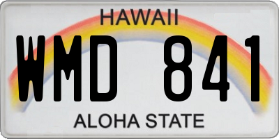 HI license plate WMD841