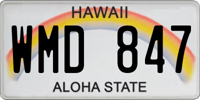 HI license plate WMD847