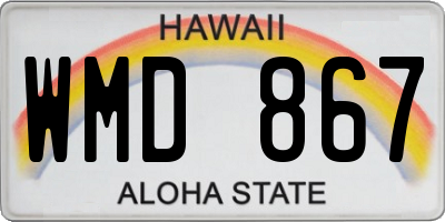 HI license plate WMD867