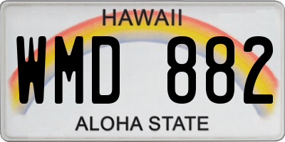 HI license plate WMD882