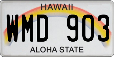 HI license plate WMD903