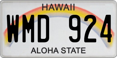 HI license plate WMD924