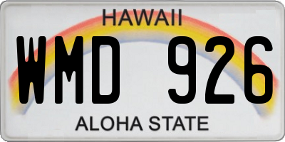HI license plate WMD926