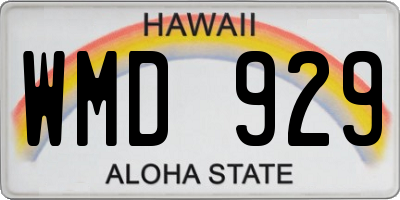 HI license plate WMD929
