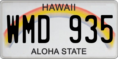 HI license plate WMD935