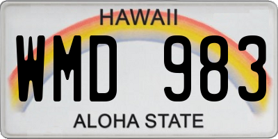 HI license plate WMD983