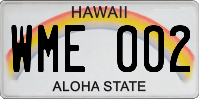 HI license plate WME002