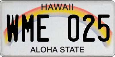 HI license plate WME025