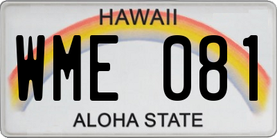 HI license plate WME081