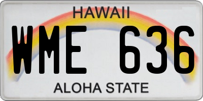 HI license plate WME636
