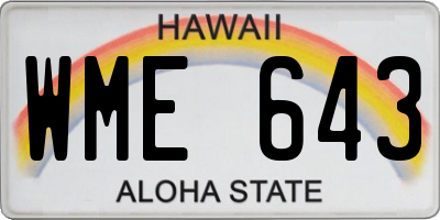 HI license plate WME643
