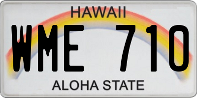 HI license plate WME710