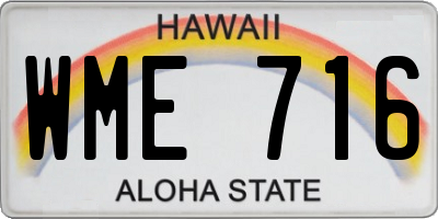 HI license plate WME716