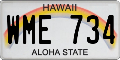 HI license plate WME734