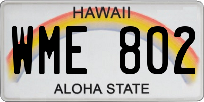 HI license plate WME802
