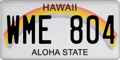 HI license plate WME804