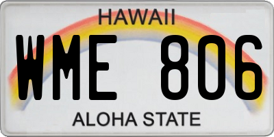 HI license plate WME806