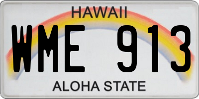 HI license plate WME913