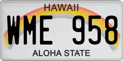 HI license plate WME958