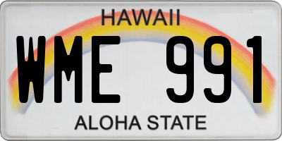 HI license plate WME991