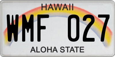 HI license plate WMF027