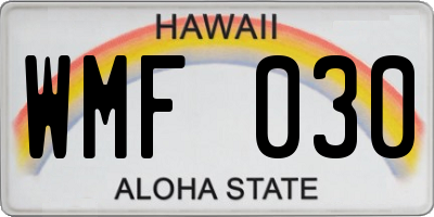 HI license plate WMF030