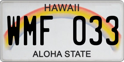 HI license plate WMF033