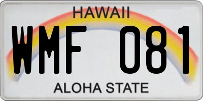 HI license plate WMF081