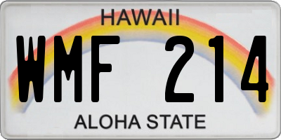 HI license plate WMF214
