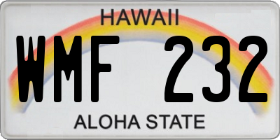 HI license plate WMF232