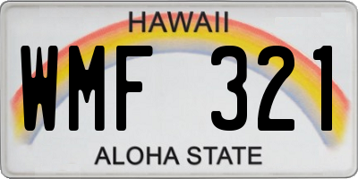 HI license plate WMF321