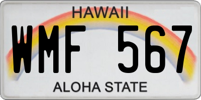 HI license plate WMF567
