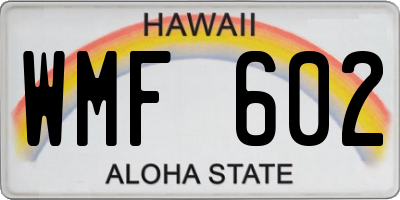 HI license plate WMF602