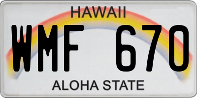 HI license plate WMF670