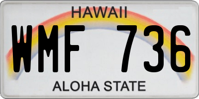 HI license plate WMF736