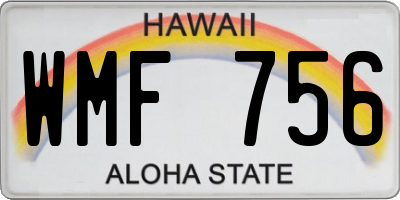 HI license plate WMF756