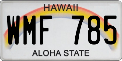HI license plate WMF785