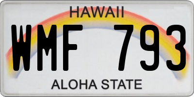 HI license plate WMF793