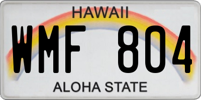 HI license plate WMF804