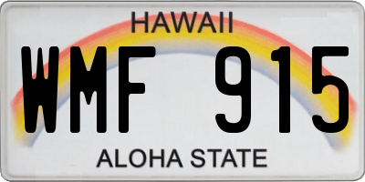 HI license plate WMF915