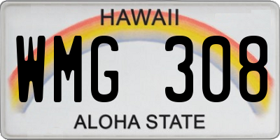 HI license plate WMG308